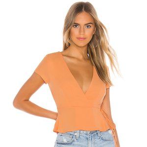 Superdown Tangerine Molly Wrap Tie Top